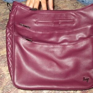 Lug Women's Cable Car Crossbody in Wine Vegan Faux Leather